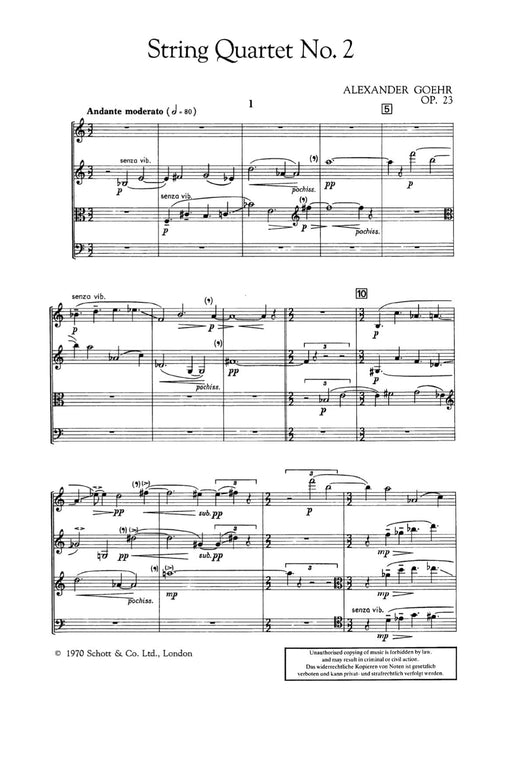 String Quartet No. 2 op. 23 哥爾．亞力山大 弦樂四重奏 總譜 朔特版 | 小雅音樂 Hsiaoya Music