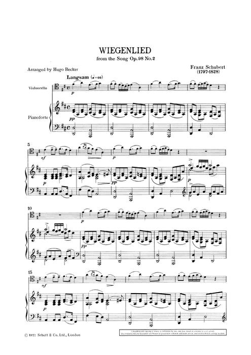 Wiegenlied op. 98/2 舒伯特 大提琴加鋼琴 朔特版 | 小雅音樂 Hsiaoya Music