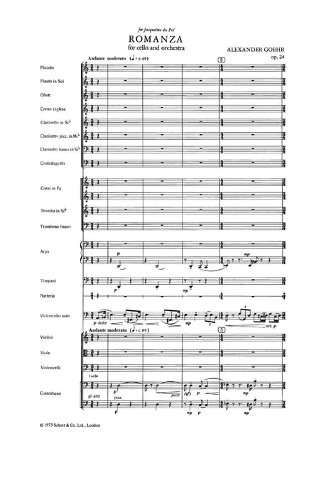 Romanza op. 24 for cello and orchestra 哥爾．亞力山大 大提琴管弦樂團 總譜 朔特版 | 小雅音樂 Hsiaoya Music