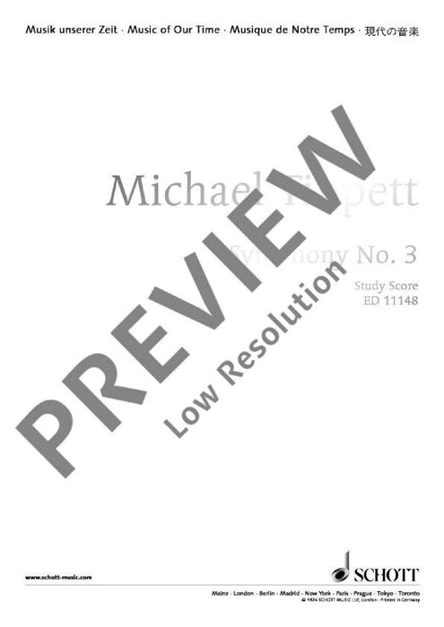 Symphony No. 3 for soprano and orchestra 提佩特 交響曲 管弦樂團 總譜 朔特版 | 小雅音樂 Hsiaoya Music