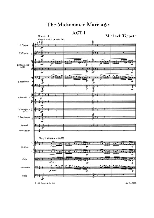 The Midsummer Marriage Opera in 3 acts 提佩特 仲夏結婚歌劇 總譜 朔特版 | 小雅音樂 Hsiaoya Music