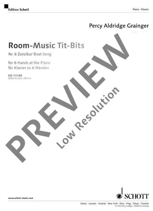 Room-Music Tit-Bits No. 6 Zanzibar Boat Song 葛林傑 歌 4手聯彈(含以上) 朔特版 | 小雅音樂 Hsiaoya Music