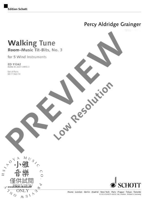 Walking Tune 葛林傑 木管五重奏 歌調 朔特版 | 小雅音樂 Hsiaoya Music