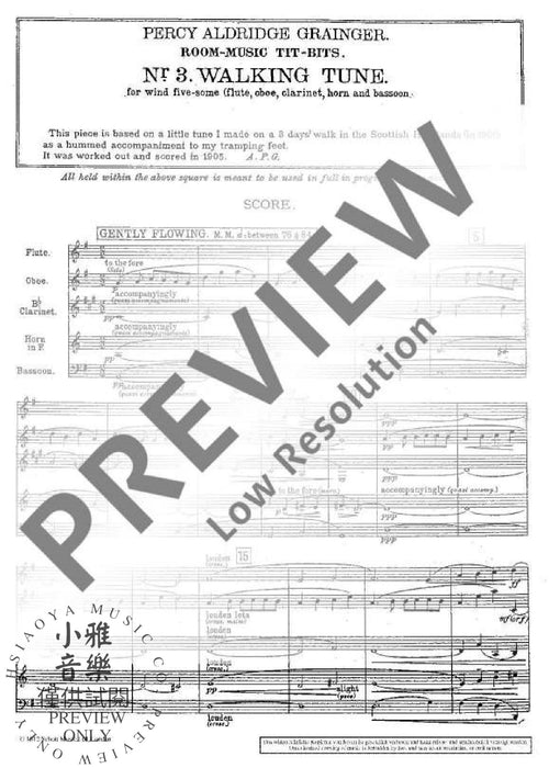 Walking Tune 葛林傑 木管五重奏 歌調 朔特版 | 小雅音樂 Hsiaoya Music