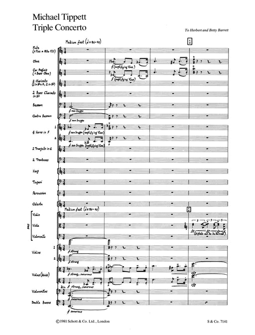 Triple Concerto 提佩特 三重協奏曲 總譜 朔特版 | 小雅音樂 Hsiaoya Music