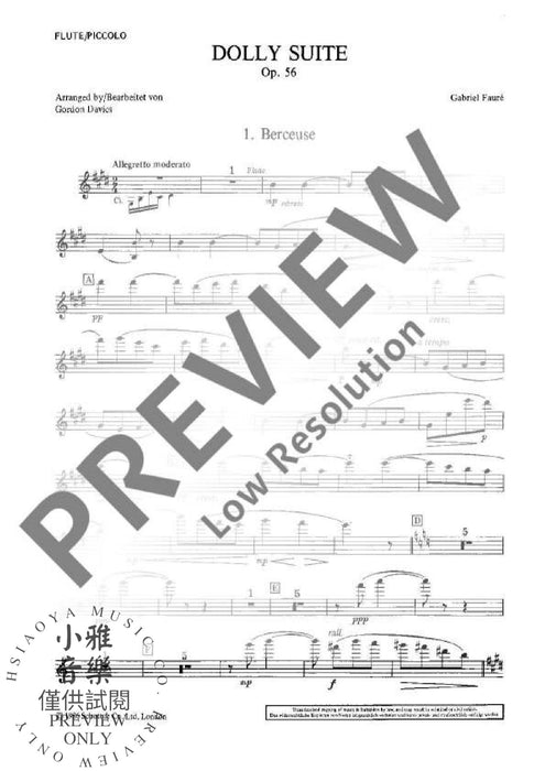 Dolly Suite op. 56 佛瑞 木管五重奏 洋娃娃 朔特版 | 小雅音樂 Hsiaoya Music