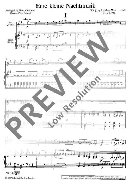 Eine kleine Nachtmusik KV 525 莫札特 弦樂小夜曲 長笛加鋼琴 朔特版 | 小雅音樂 Hsiaoya Music