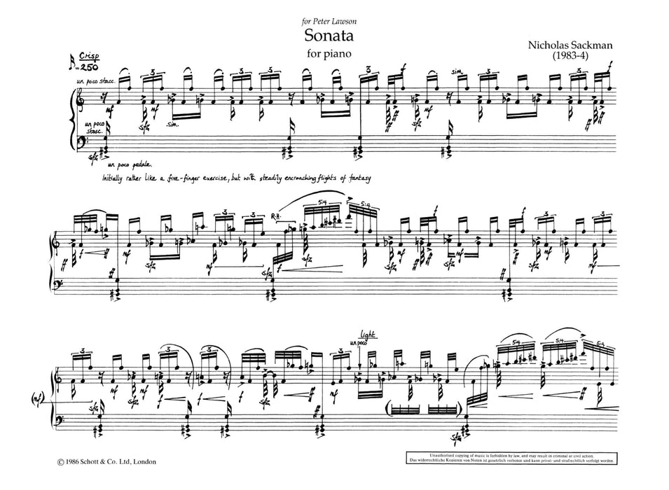 Sonata 薩克曼 奏鳴曲 鋼琴獨奏 朔特版 | 小雅音樂 Hsiaoya Music