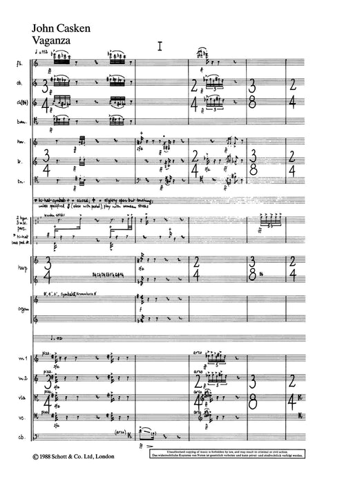 Vaganza for large ensemble 凱斯肯 總譜 朔特版 | 小雅音樂 Hsiaoya Music