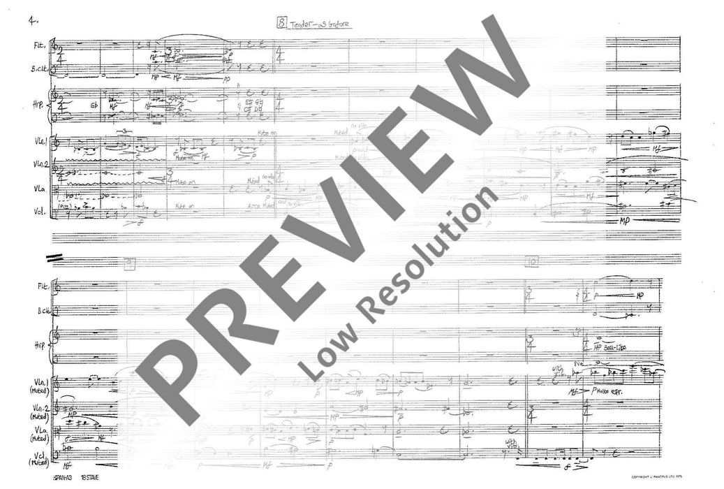 Three Farewells for flute, bass clarinet, harp and string quartet 長笛低音單簧管豎琴弦樂四重奏 總譜 朔特版 | 小雅音樂 Hsiaoya Music