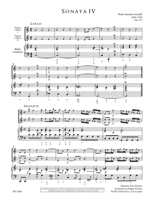 Six Sonatas a tre op. 5 Vol. 2 洛卡泰利 奏鳴曲 雙小提琴加鋼琴 朔特版 | 小雅音樂 Hsiaoya Music