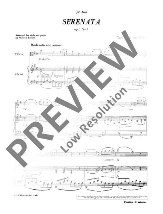 Serenata G Major op. 3/1 韋伯．卡爾 小夜曲大調 中提琴加鋼琴 朔特版 | 小雅音樂 Hsiaoya Music