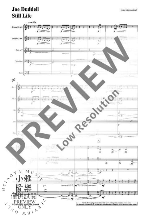 Still Life for brass quintet 木管五重奏 銅管五重奏 朔特版 | 小雅音樂 Hsiaoya Music