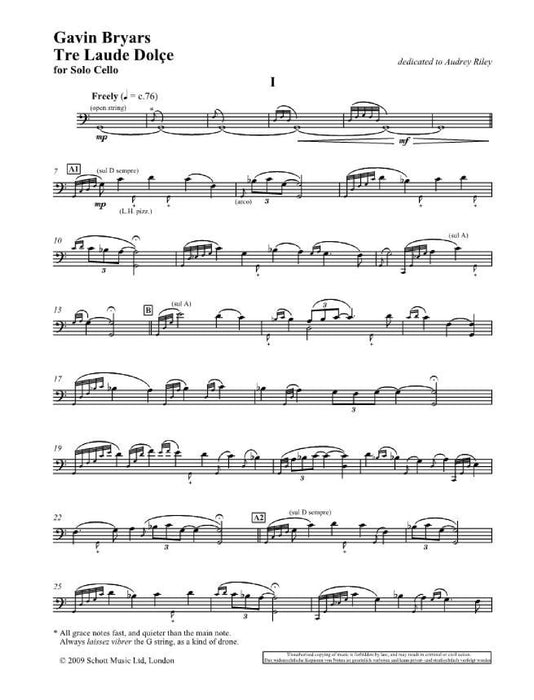 Tre Laude Dolçe for solo cello 布萊亞斯 大提琴 大提琴獨奏 朔特版 | 小雅音樂 Hsiaoya Music