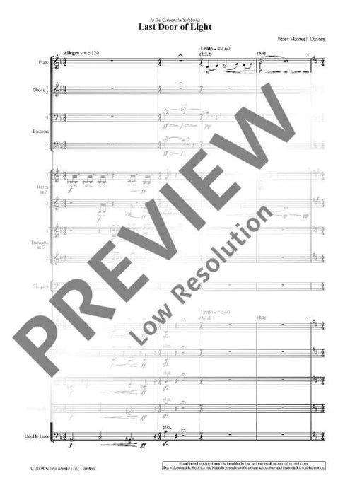 Last Door of Light op. 293 for chamber orchestra 馬克斯威爾．戴維斯 室內合奏團 總譜 朔特版 | 小雅音樂 Hsiaoya Music