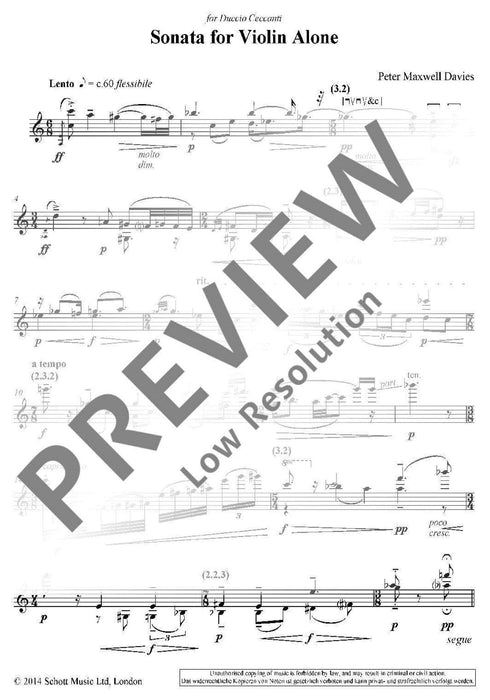 Sonata for Violin Alone op. 324 馬克斯威爾．戴維斯 奏鳴曲小提琴 小提琴獨奏 朔特版 | 小雅音樂 Hsiaoya Music