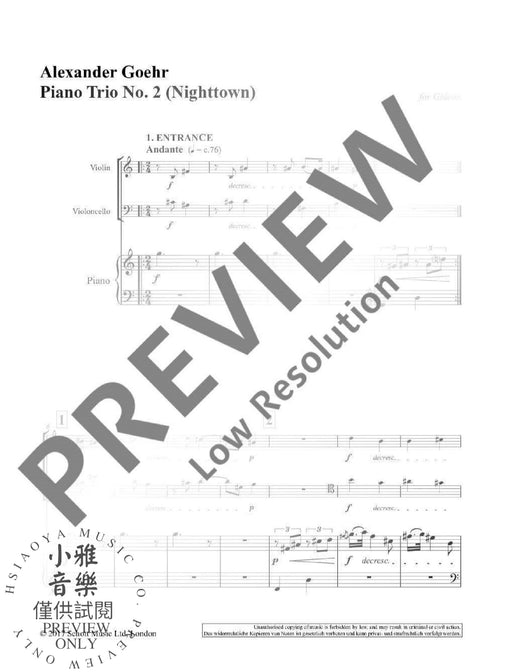 Piano Trio No. 2 op. 100 Nightown 哥爾˙亞力山大 鋼琴三重奏 朔特版 | 小雅音樂 Hsiaoya Music