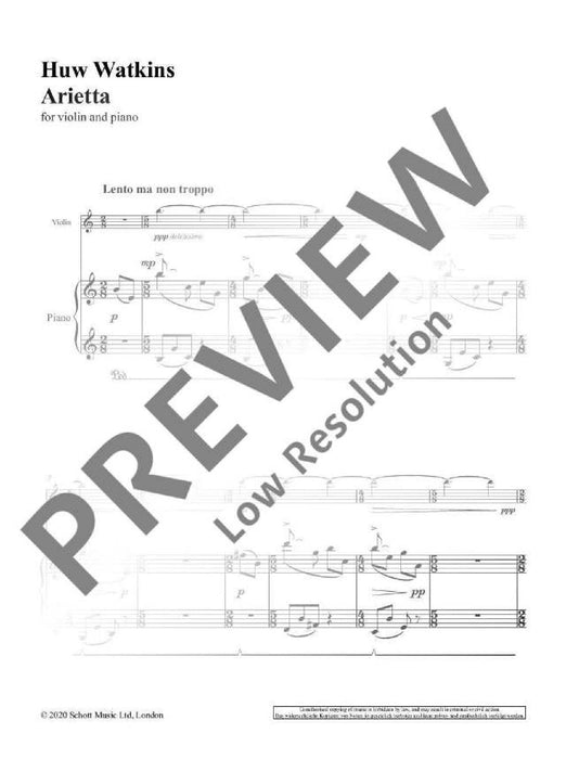 Arietta for violin and piano 瓦特金斯 小提琴鋼琴 小提琴加鋼琴 朔特版 | 小雅音樂 Hsiaoya Music