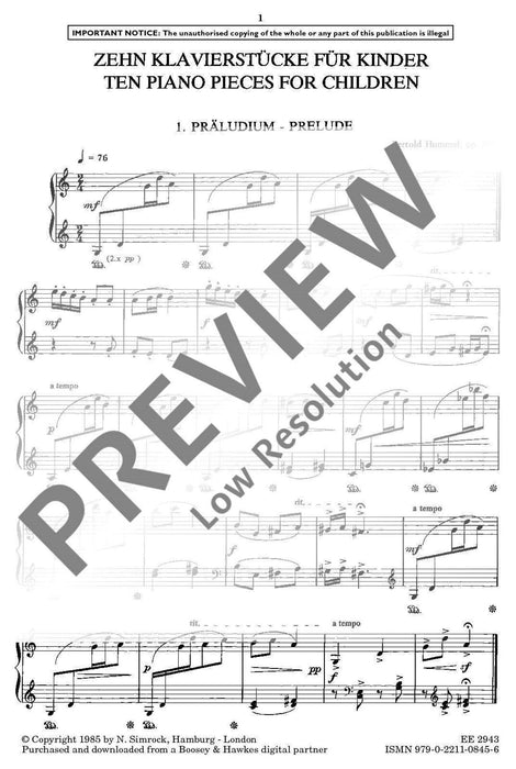 Ten Pieces for Children op. 56b 胡麥爾．貝托爾德 小品 鋼琴獨奏 | 小雅音樂 Hsiaoya Music