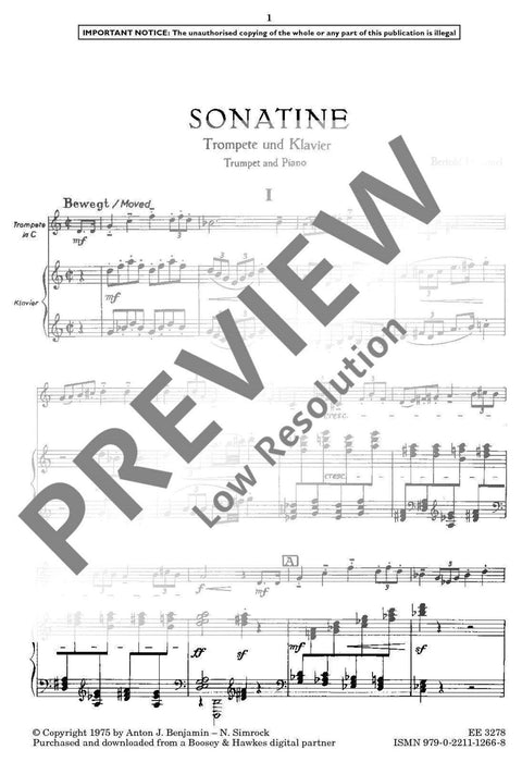 Sonatina op. 1 胡麥爾．貝托爾德 小奏鳴曲 小號 1把以上加鋼琴 | 小雅音樂 Hsiaoya Music