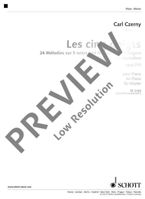 Les cinq doigts op. 777 24 Melodies for 5 fingers 徹爾尼 鋼琴獨奏 朔特版 | 小雅音樂 Hsiaoya Music