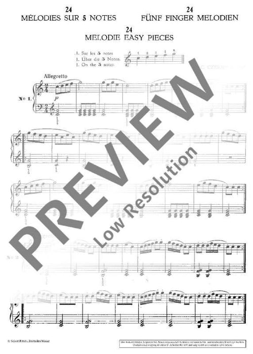 Les cinq doigts op. 777 24 Melodies for 5 fingers 徹爾尼 鋼琴獨奏 朔特版 | 小雅音樂 Hsiaoya Music