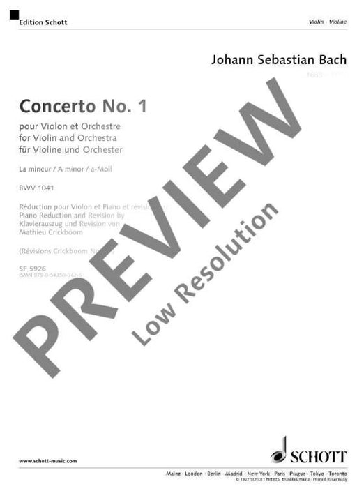 Concerto No. 1 a minor BWV 1041 巴赫約翰‧瑟巴斯提安 協奏曲 小調 小提琴加鋼琴 朔特版 | 小雅音樂 Hsiaoya Music