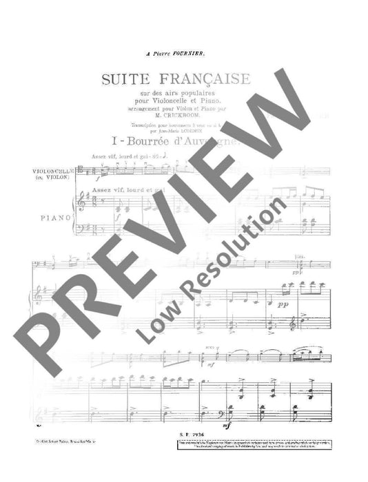 Suite Française op. 114 sur des airs populaires 組曲 流行音樂 大提琴加鋼琴 朔特版 | 小雅音樂 Hsiaoya Music