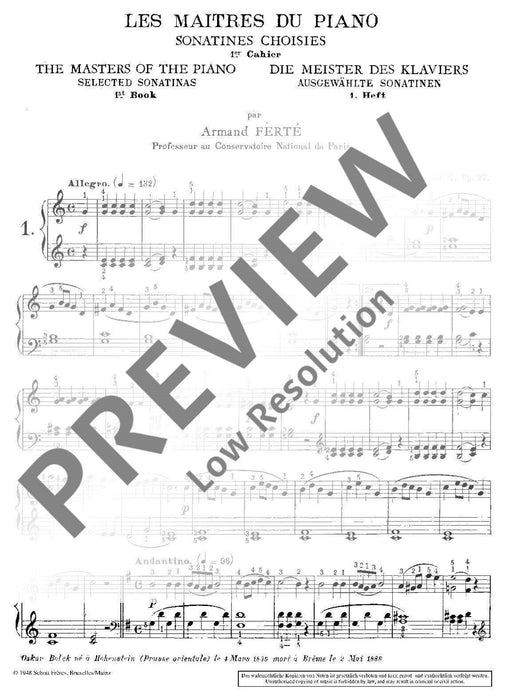 Selcted Sonatinas Vol. 1 The Master of the Pianos 小奏鳴曲 鋼琴 鋼琴練習曲 朔特版 | 小雅音樂 Hsiaoya Music