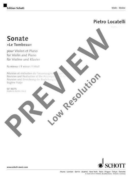 Sonata f minor Le Tombeau 洛卡泰利 奏鳴曲小調 小提琴加鋼琴 朔特版 | 小雅音樂 Hsiaoya Music
