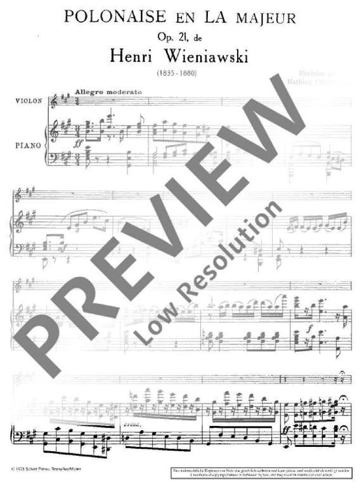 Polonaise A major op. 21 維尼奧夫斯基亨利克 波蘭舞曲大調 小提琴加鋼琴 朔特版 | 小雅音樂 Hsiaoya Music