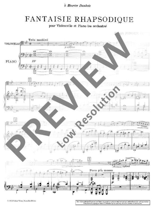 Fantaisie Rhapsodique op. 74 容根約瑟夫 大提琴加鋼琴 朔特版 | 小雅音樂 Hsiaoya Music