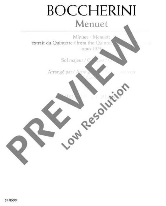 Minuet G major from the Quintet op. 13/5 玻凱利尼 小步舞曲大調 五重奏 小提琴加鋼琴 朔特版 | 小雅音樂 Hsiaoya Music