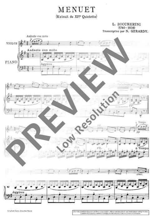 Minuet G major from the Quintet op. 13/5 玻凱利尼 小步舞曲大調 五重奏 小提琴加鋼琴 朔特版 | 小雅音樂 Hsiaoya Music