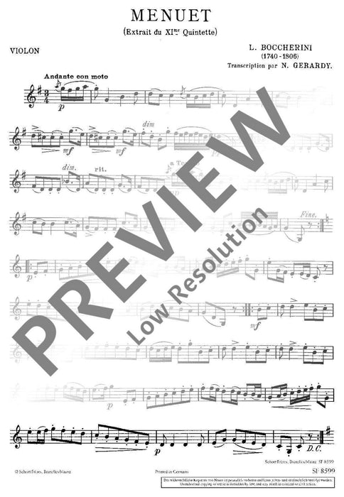 Minuet G major from the Quintet op. 13/5 玻凱利尼 小步舞曲大調 五重奏 小提琴加鋼琴 朔特版 | 小雅音樂 Hsiaoya Music