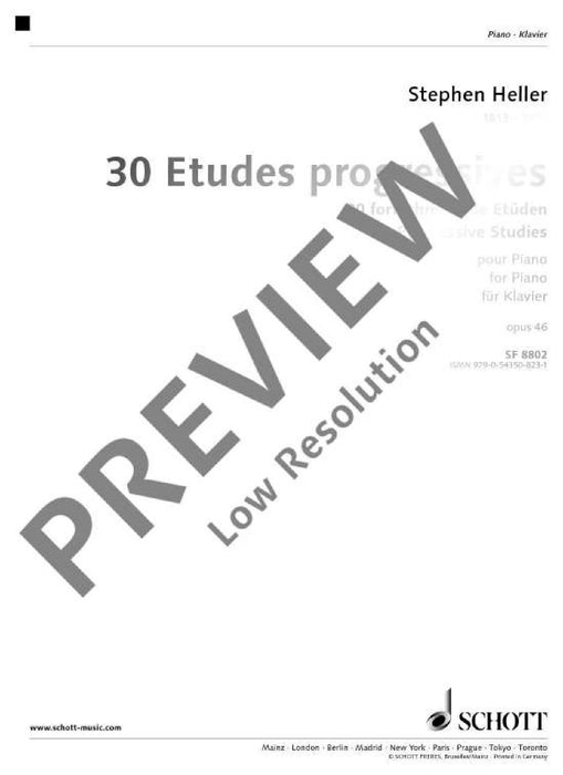 Trente Études progressives 黑勒．史提芬 鋼琴練習曲 朔特版 | 小雅音樂 Hsiaoya Music