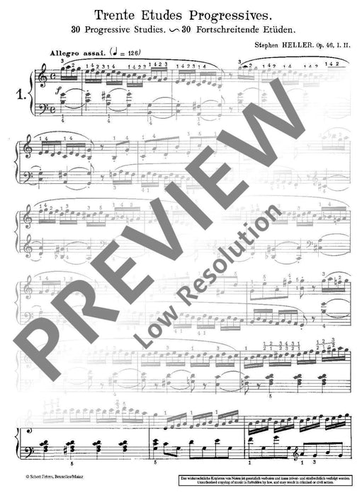 Trente Études progressives 黑勒．史提芬 鋼琴練習曲 朔特版 | 小雅音樂 Hsiaoya Music