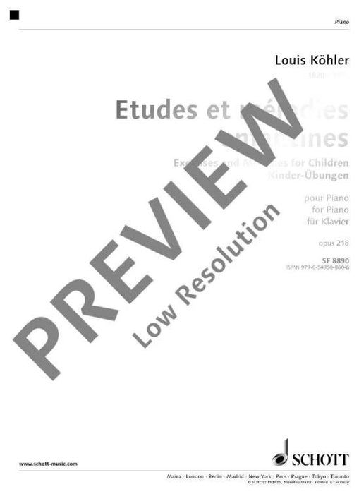 Exercises and Melodies for Children op. 218 練習曲 鋼琴練習曲 朔特版 | 小雅音樂 Hsiaoya Music