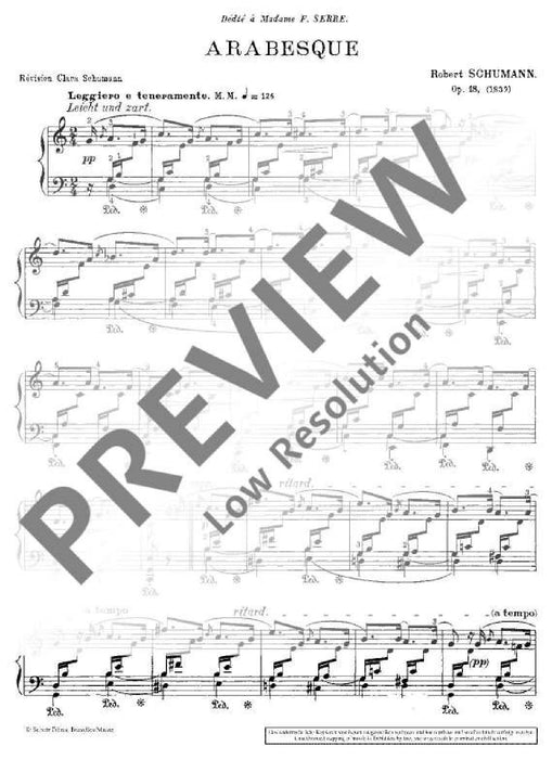 Arabesque op. 18 舒曼．羅伯特 鋼琴獨奏 朔特版 | 小雅音樂 Hsiaoya Music
