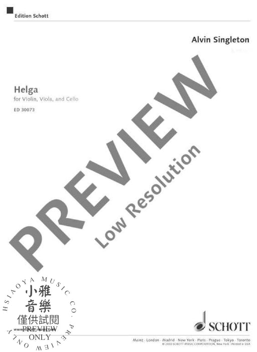 Helga for violin, viola and cello 弦樂三重奏 中提琴大提琴 朔特版 | 小雅音樂 Hsiaoya Music