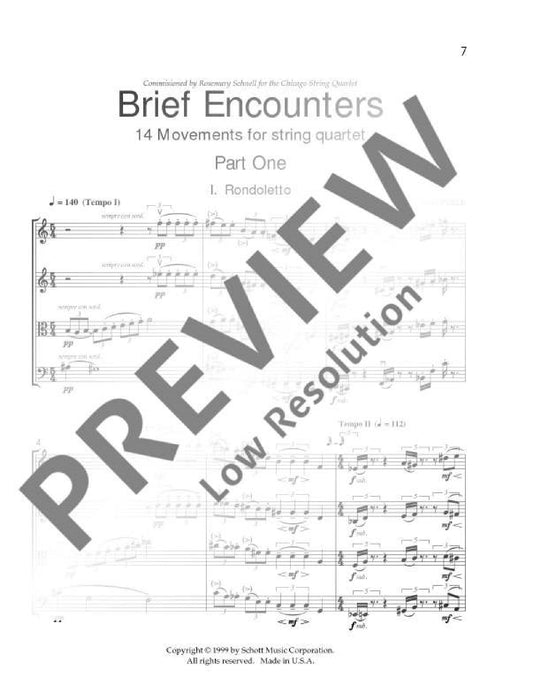 Brief Encounters 14 movements for string quartet 佩爾 樂章弦樂四重奏 總譜 朔特版 | 小雅音樂 Hsiaoya Music