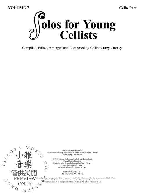 Solos for Young Cellists, Volume 7 Selections from the Cello Repertoire 獨奏 大提琴 | 小雅音樂 Hsiaoya Music
