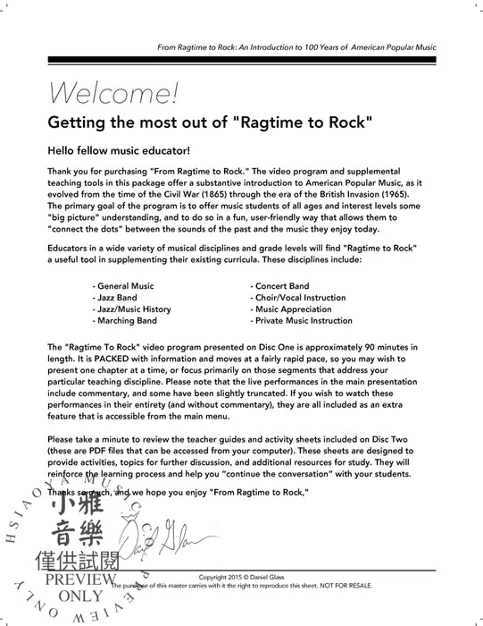From Ragtime to Rock An Introduction to 100 Years of American Popular Music 繁音拍子 導奏 | 小雅音樂 Hsiaoya Music