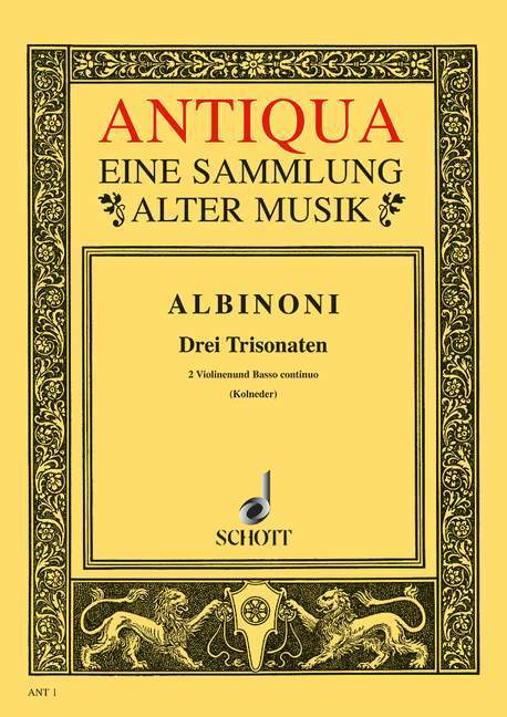 Three Triosonatas op. 1/10-12 阿比諾尼 三重奏鳴曲 雙小提琴加鋼琴 朔特版 | 小雅音樂 Hsiaoya Music