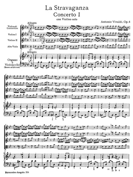 La Stravaganza Nr. 1 B-Dur op. 4/1 Fa I, 180 -Konzert für Violine- Concerto 韋瓦第 協奏曲 小提琴 協奏曲 騎熊士版 | 小雅音樂 Hsiaoya Music