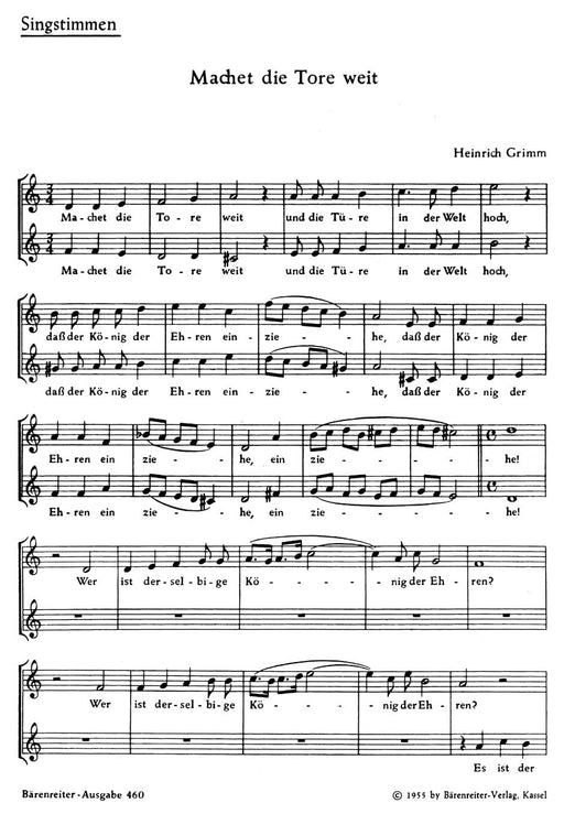 Machet die Tore weit - Der Tag, der ist so freudenreich -2 kleine geistliche Konzerte für Advent und Weihnachten- 2 small sacred concertos for Advent and Christmas 協奏曲 騎熊士版 | 小雅音樂 Hsiaoya Music