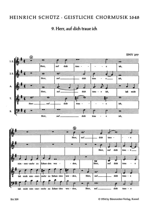Herr, auf dich traue ich SWV 377 -Motette- (Nr. 9 aus "Geistliche Chormusik" (1648)) Motet 經文歌 騎熊士版 | 小雅音樂 Hsiaoya Music