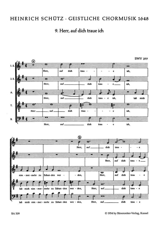 Herr, auf dich traue ich SWV 377 -Motette- (Nr. 9 aus "Geistliche Chormusik" (1648)) Motet 經文歌 騎熊士版 | 小雅音樂 Hsiaoya Music