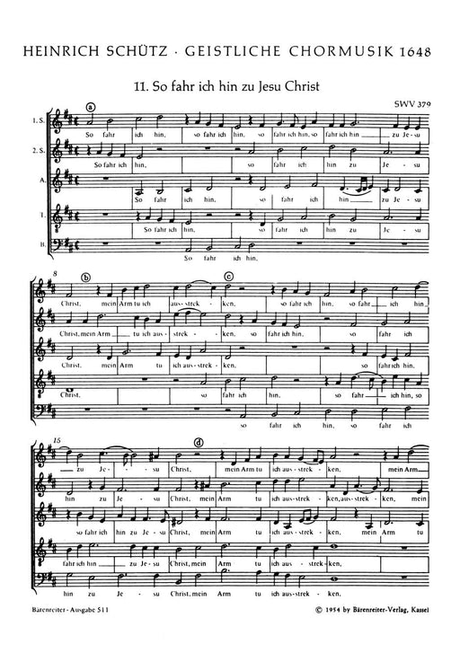 So fahr ich hin zu Jesu Christ SWV 379 -Motette- (Nr. 11 aus "Geistliche Chormusik" (1648)) Motet 經文歌 騎熊士版 | 小雅音樂 Hsiaoya Music