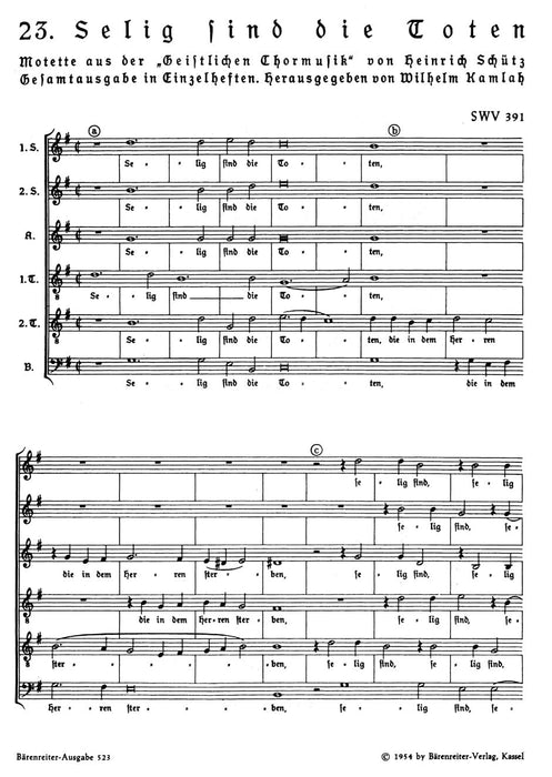 Selig sind die Toten SWV 391 -Motet- (no. 23 from "Geistliche Chormusik 1648") Motet 經文歌 騎熊士版 | 小雅音樂 Hsiaoya Music